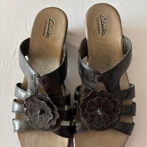 Clarks Women's  Leather Sandals with Floral Design